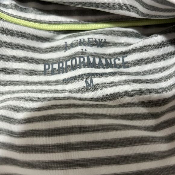 J. Crew Factory Grey and White Striped performance polo shirt size med. NWT - Picture 9 of 11